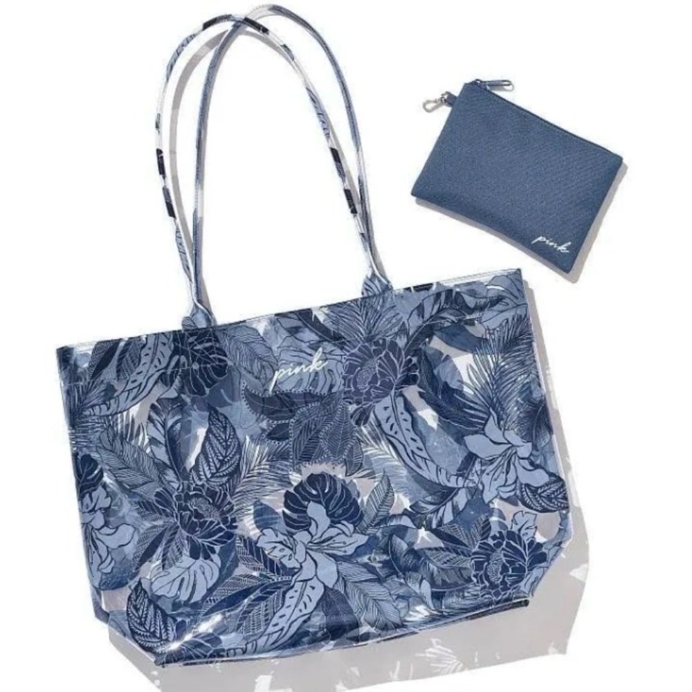 VS pink transparent floral beach bag